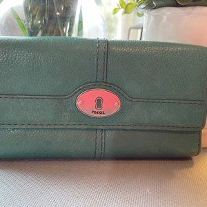 Vintage Fossil Marlow Leather Green Wallet